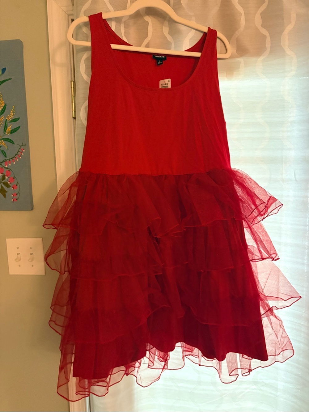 torrid Red Ruffle Tiered Midi Dress